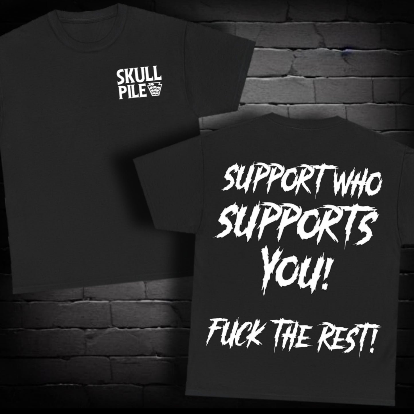 Skull Pile Support Unisex Heavy Cotton Tee