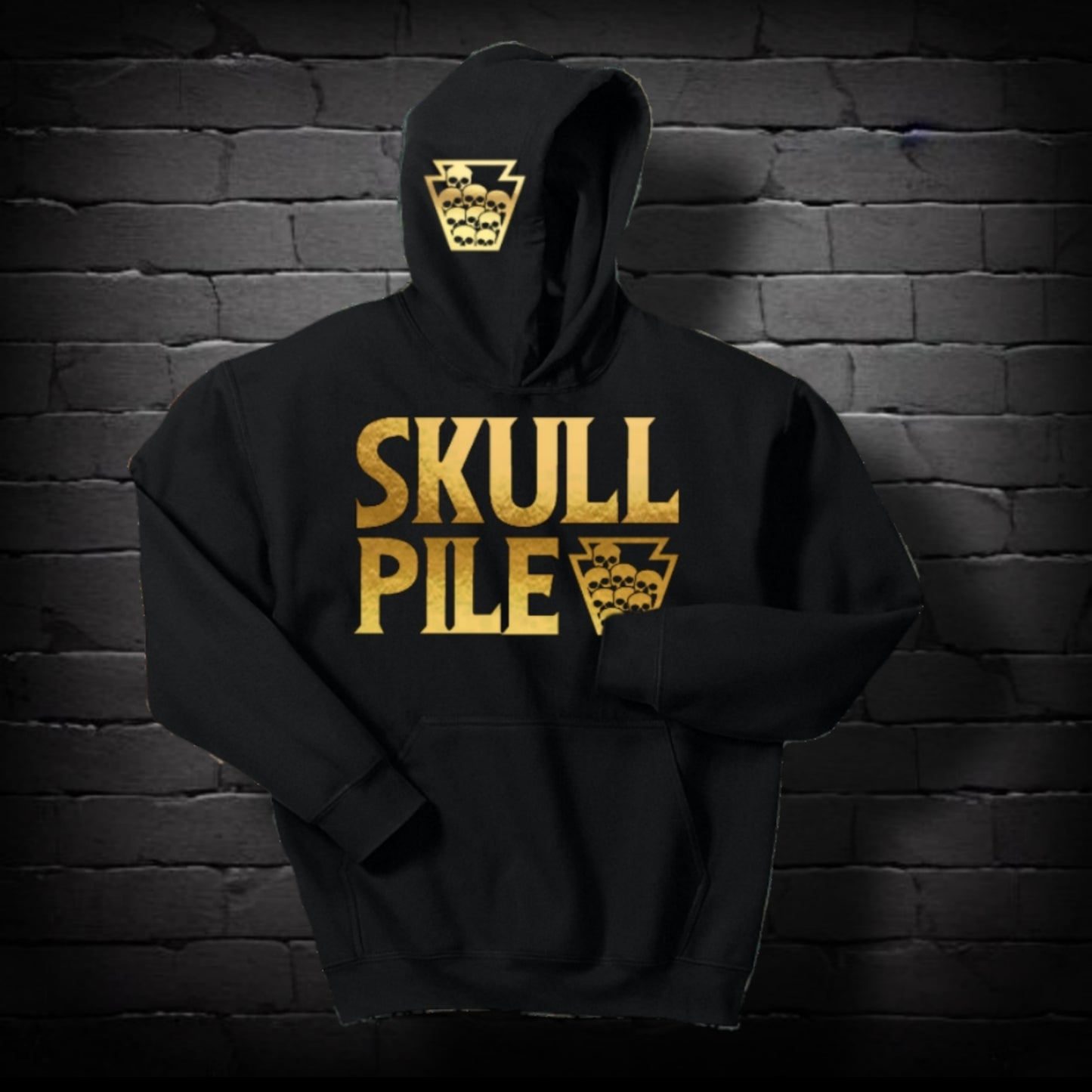 Skull Pile Gold Foil OG Logo Hoodie