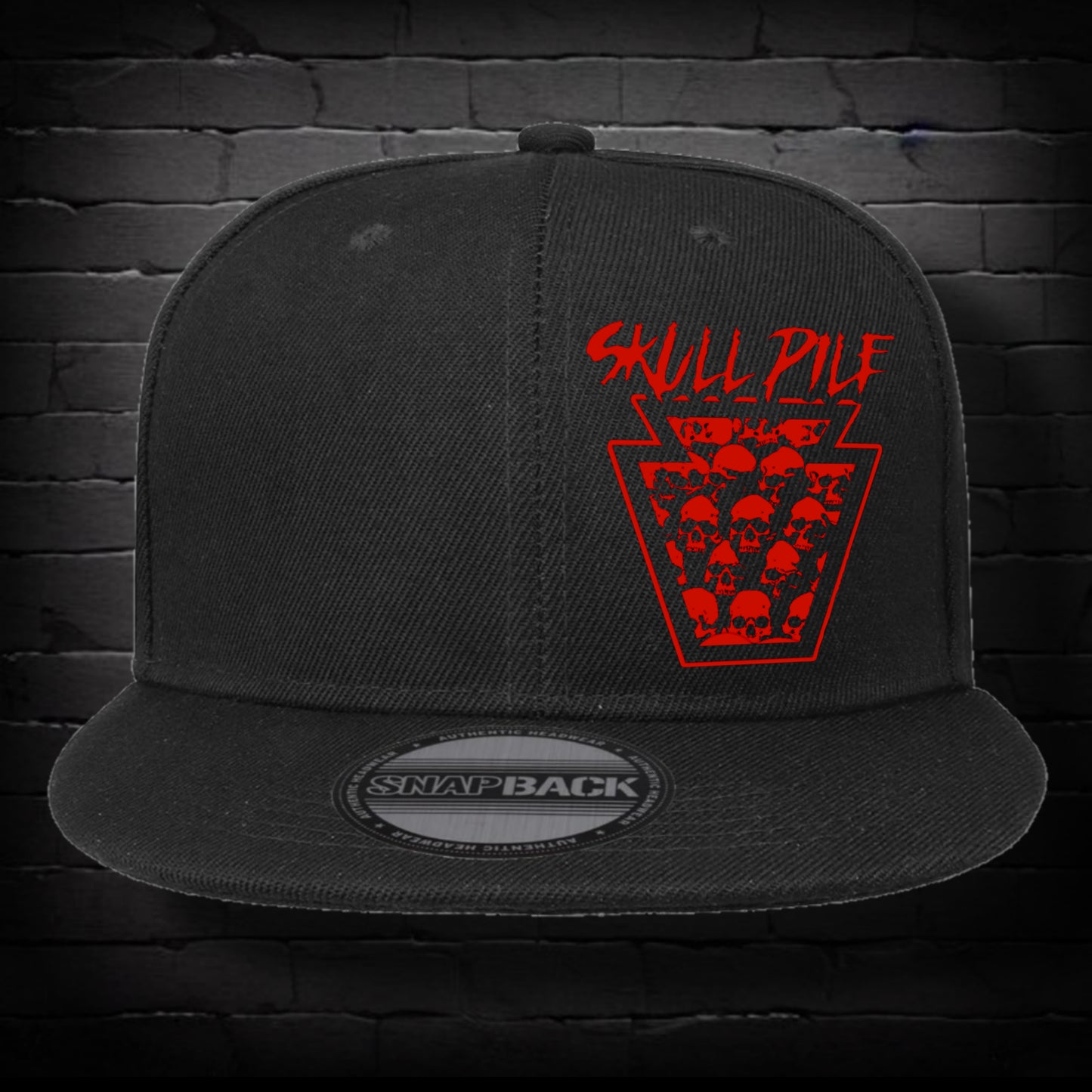 Skull Pile 2.0 Logo (In Red) Snapback Hat
