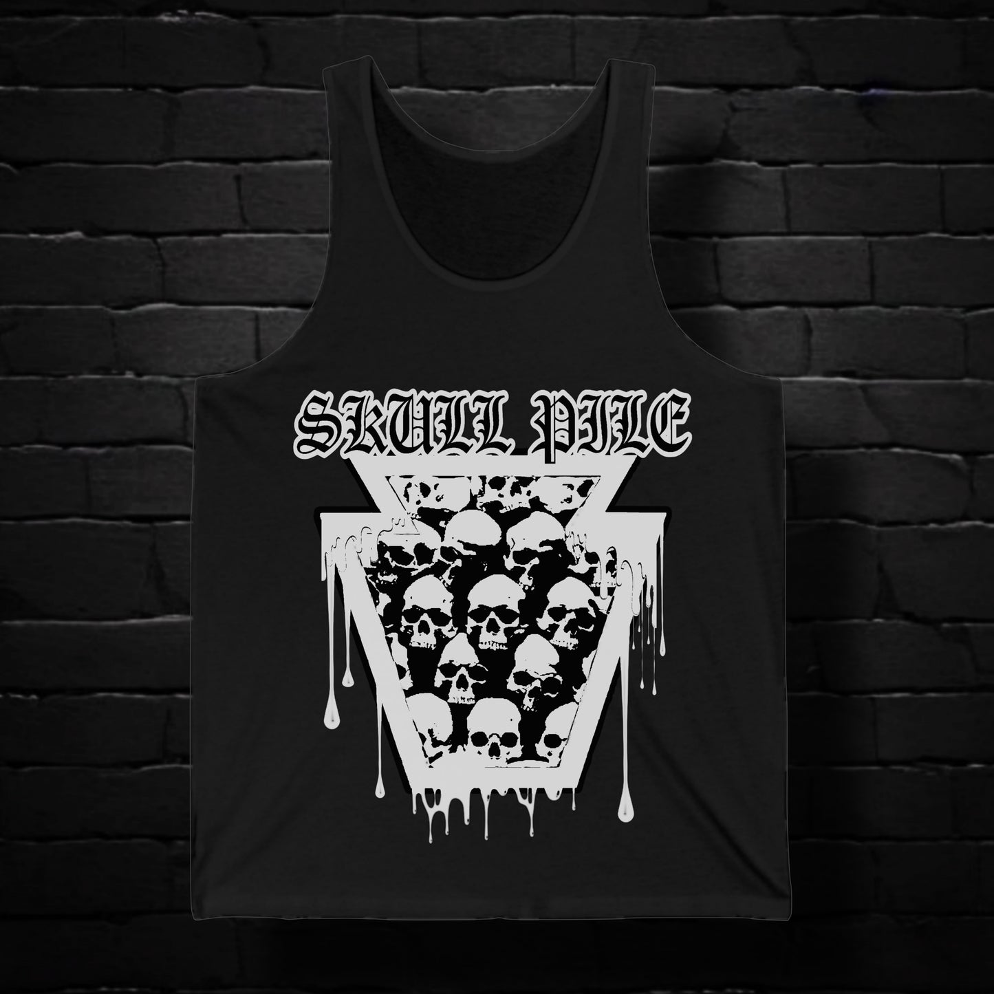 Skull Pile White Drip Unisex Tank