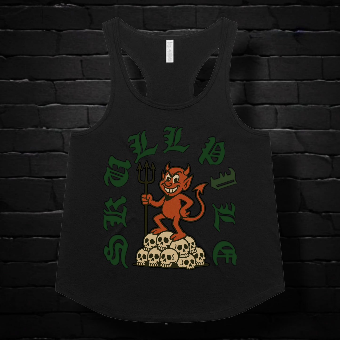 Skull Pile Horny Devil Women's Racerback Tank Top