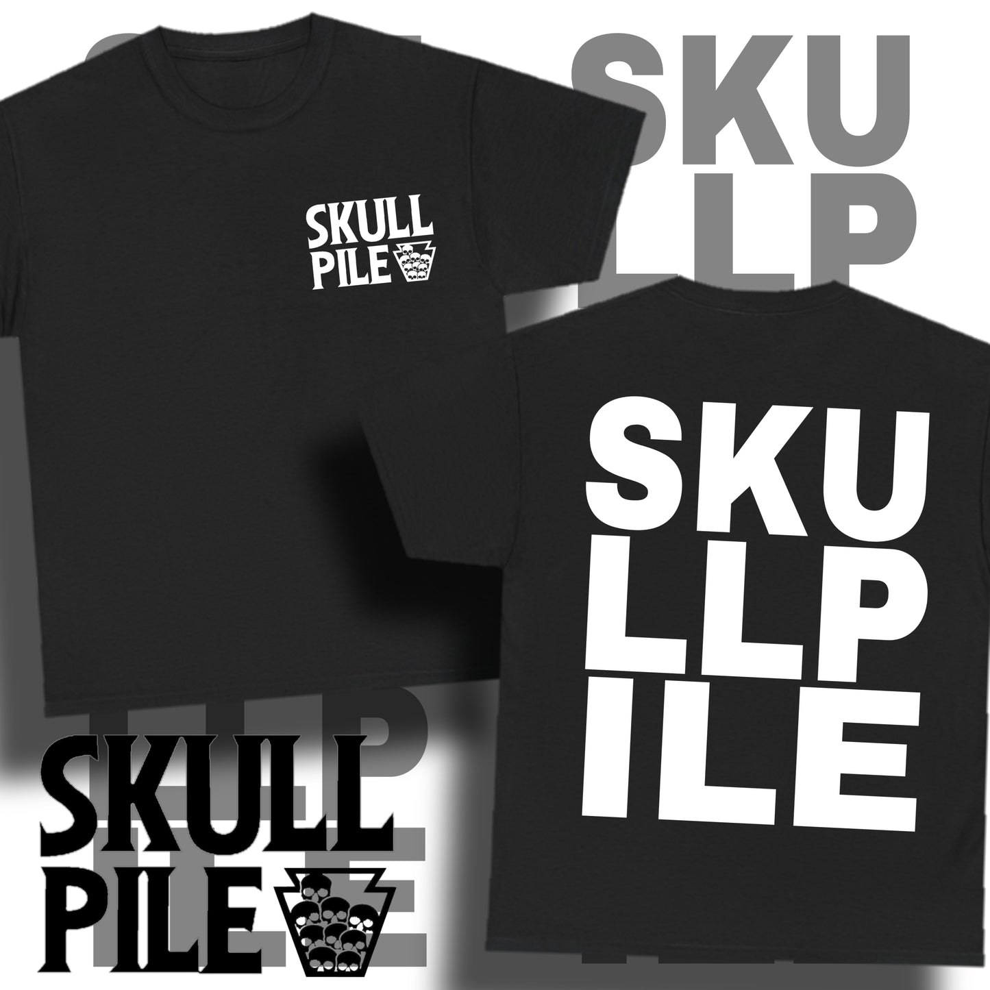 Skull Pile Big Back Spell Out Unisex Heavy Cotton Tee