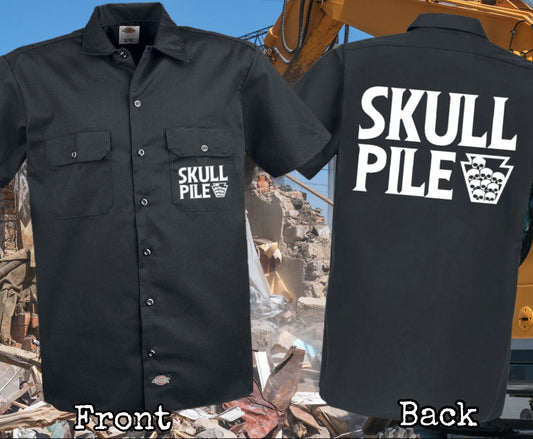 Skull Pile Wrecking Crew Dickies Work Shirt