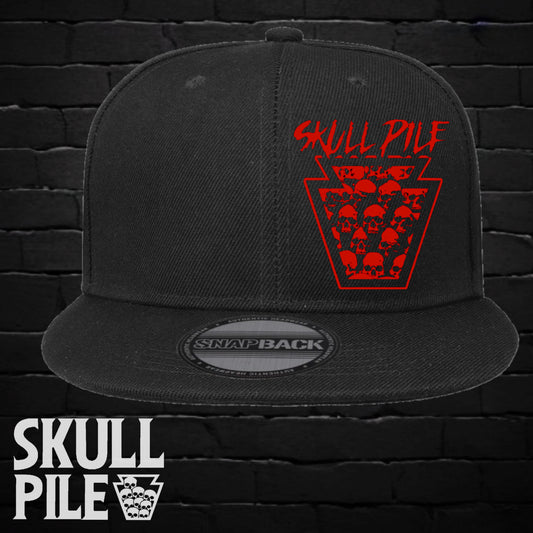 Skull Pile 2.0 Logo (In Red) Snapback Hat