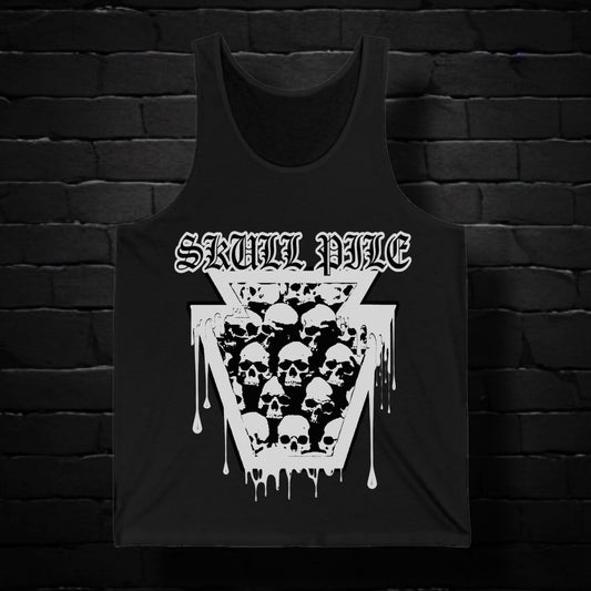Skull Pile White Drip Unisex Tank