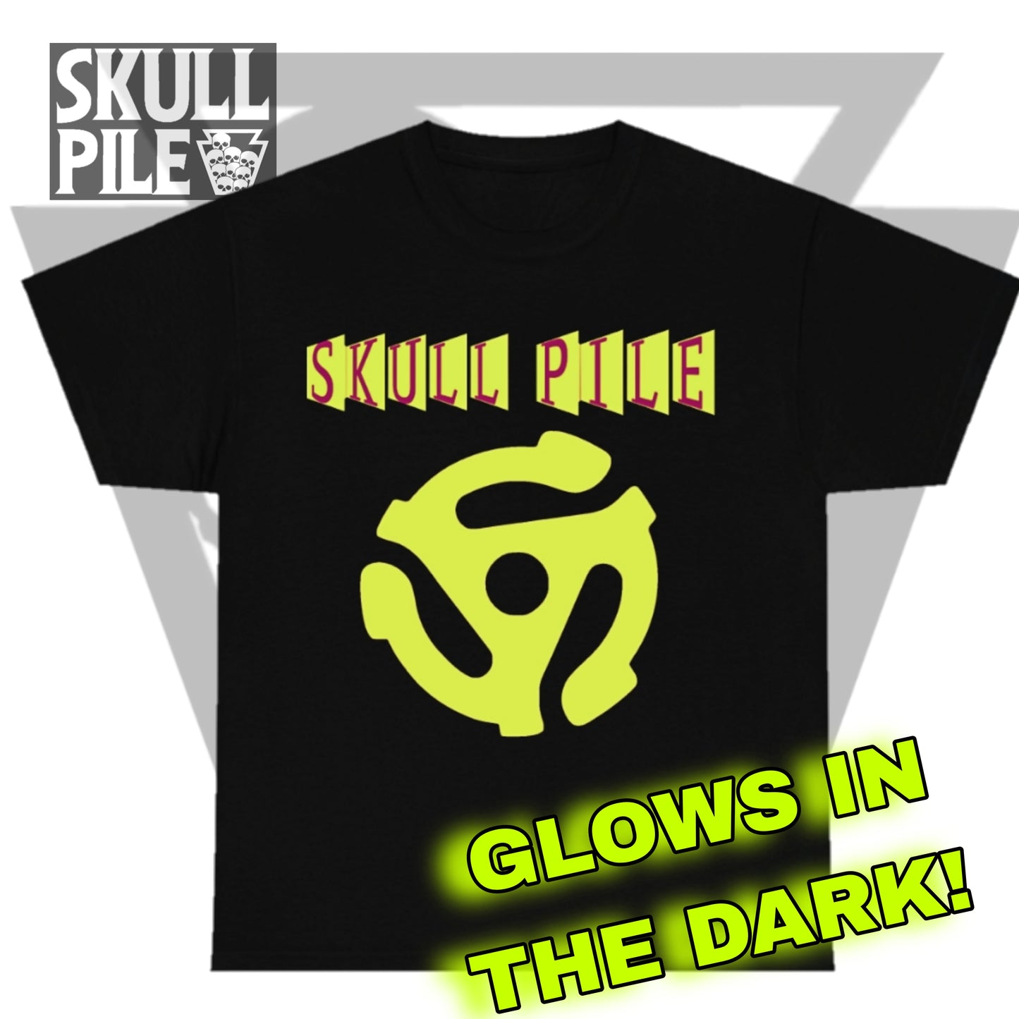 Skull Pile Glow In The Dark Record Adapter Unisex Heavy Cotton Tee