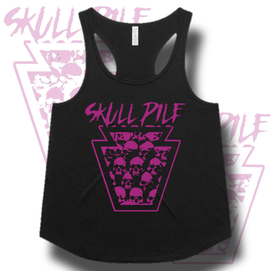 Skull Pile Pink 2.0 Logo Women's Racerback Tank Top