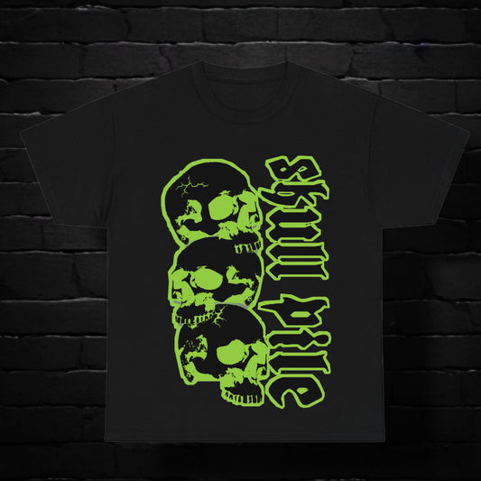 Skull Pile Skull Stack (Green Print) Unisex T Shirt