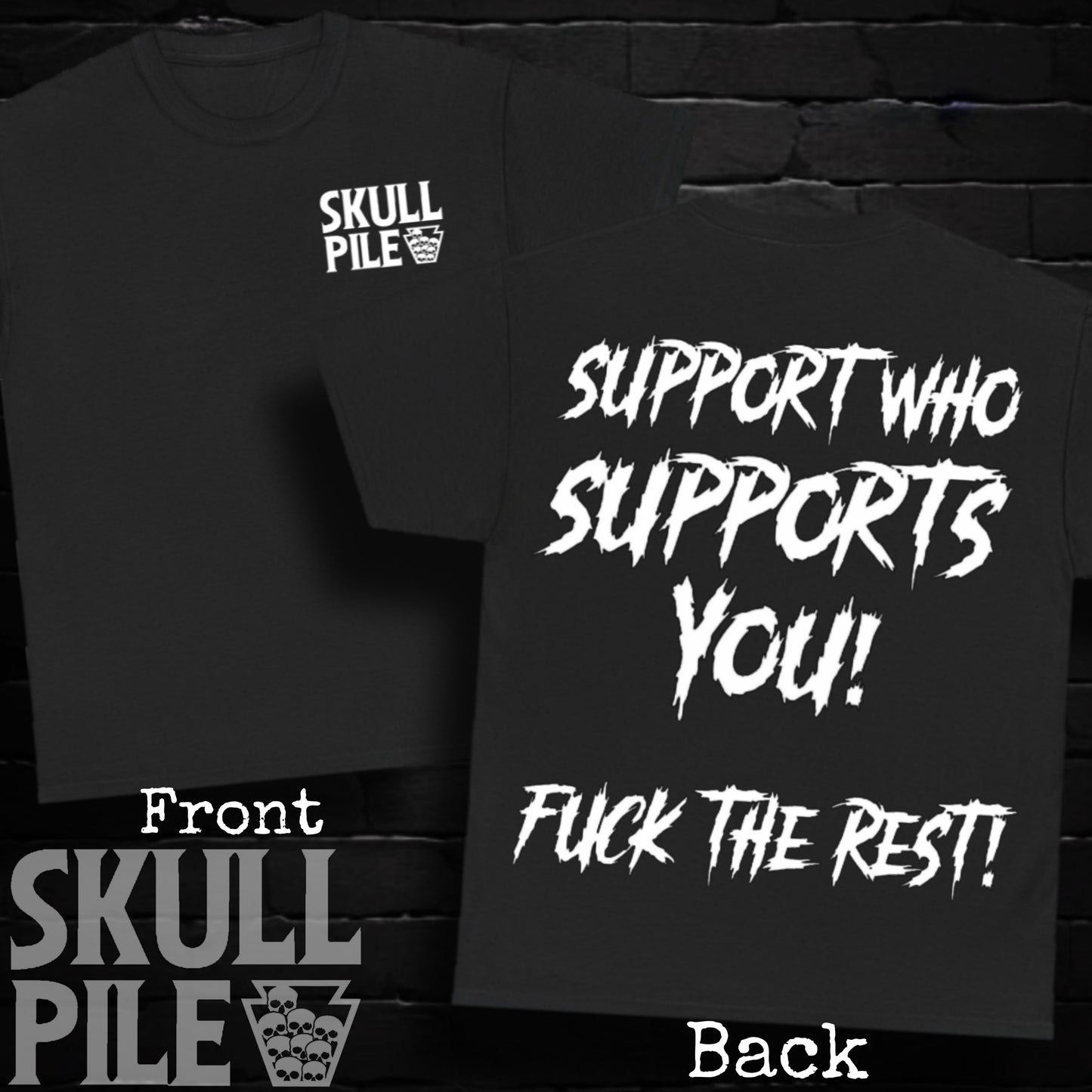 Skull Pile Support Unisex Heavy Cotton Tee